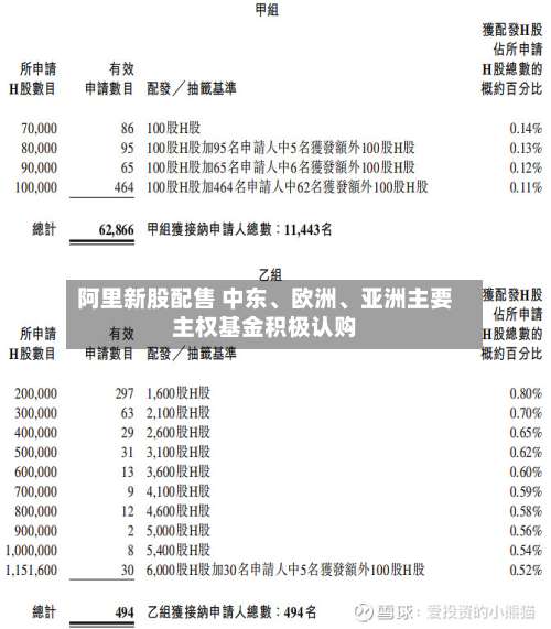 阿里新股配售 中东、欧洲、亚洲主要主权基金积极认购