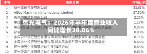 智光电气：2026年半年度营业收入同比增长38.06%-第2张图片