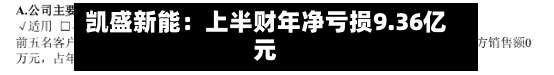 凯盛新能：上半财年净亏损9.36亿元
