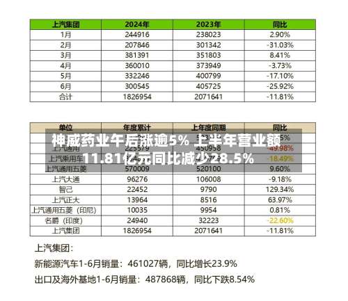 神威药业午后涨逾5% 上半年营业额11.81亿元同比减少28.5%-第3张图片