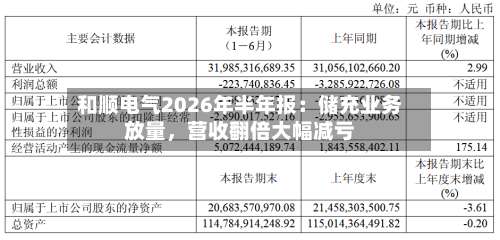 和顺电气2026年半年报：储充业务放量，营收翻倍大幅减亏-第2张图片