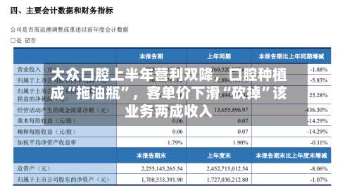 大众口腔上半年营利双降，口腔种植成“拖油瓶”，客单价下滑“砍掉	”该业务两成收入-第2张图片