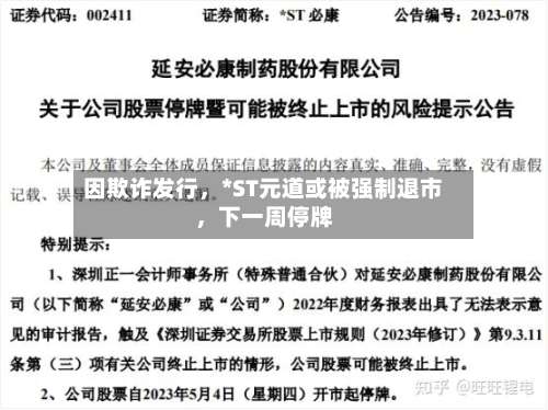 因欺诈发行，*ST元道或被强制退市	，下一周停牌-第2张图片