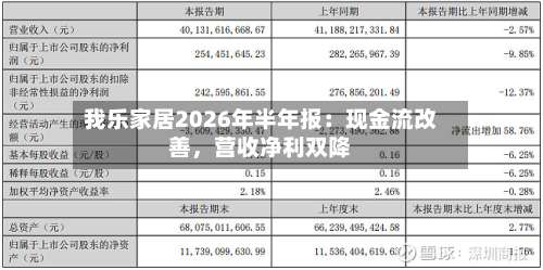 我乐家居2026年半年报：现金流改善，营收净利双降-第3张图片