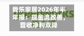 我乐家居2026年半年报：现金流改善，营收净利双降-第2张图片