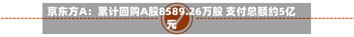 京东方A：累计回购A股8589.26万股 支付总额约5亿元-第1张图片