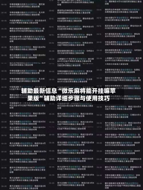 辅助最新信息“微乐麻将能开挂嘛苹果版”辅助详细步骤与使用技巧-第2张图片