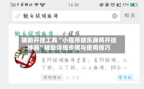 辅助开挂工具“小程序胡乐麻将开挂神器”辅助详细步骤与使用技巧-第3张图片