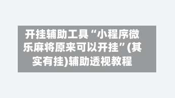 开挂辅助工具“小程序微乐麻将原来可以开挂”(其实有挂)辅助透视教程