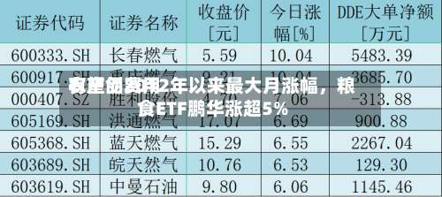 农产品费用有望创2012年以来最大月涨幅，粮食ETF鹏华涨超5%