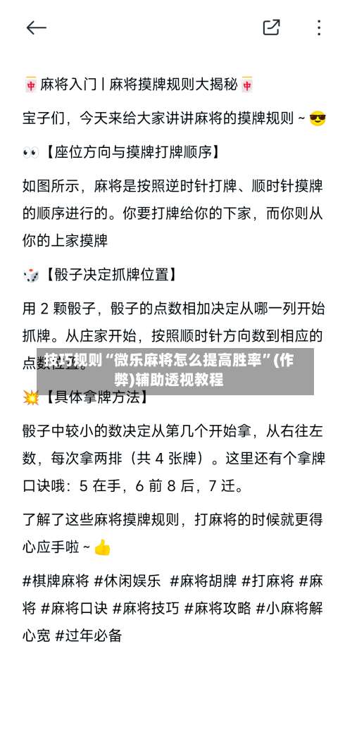 技巧规则“微乐麻将怎么提高胜率”(作弊)辅助透视教程-第3张图片