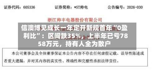 信澳博见成长一年定开新规首年“0盈利比”：区间跌35%，上半年已亏7858万元	，持有人全为散户-第3张图片