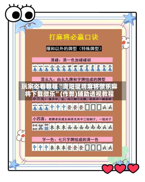 玩家必看教程“贵阳捉鸡麻将微乐麻将下载微乐”(作弊)辅助透视教程-第2张图片